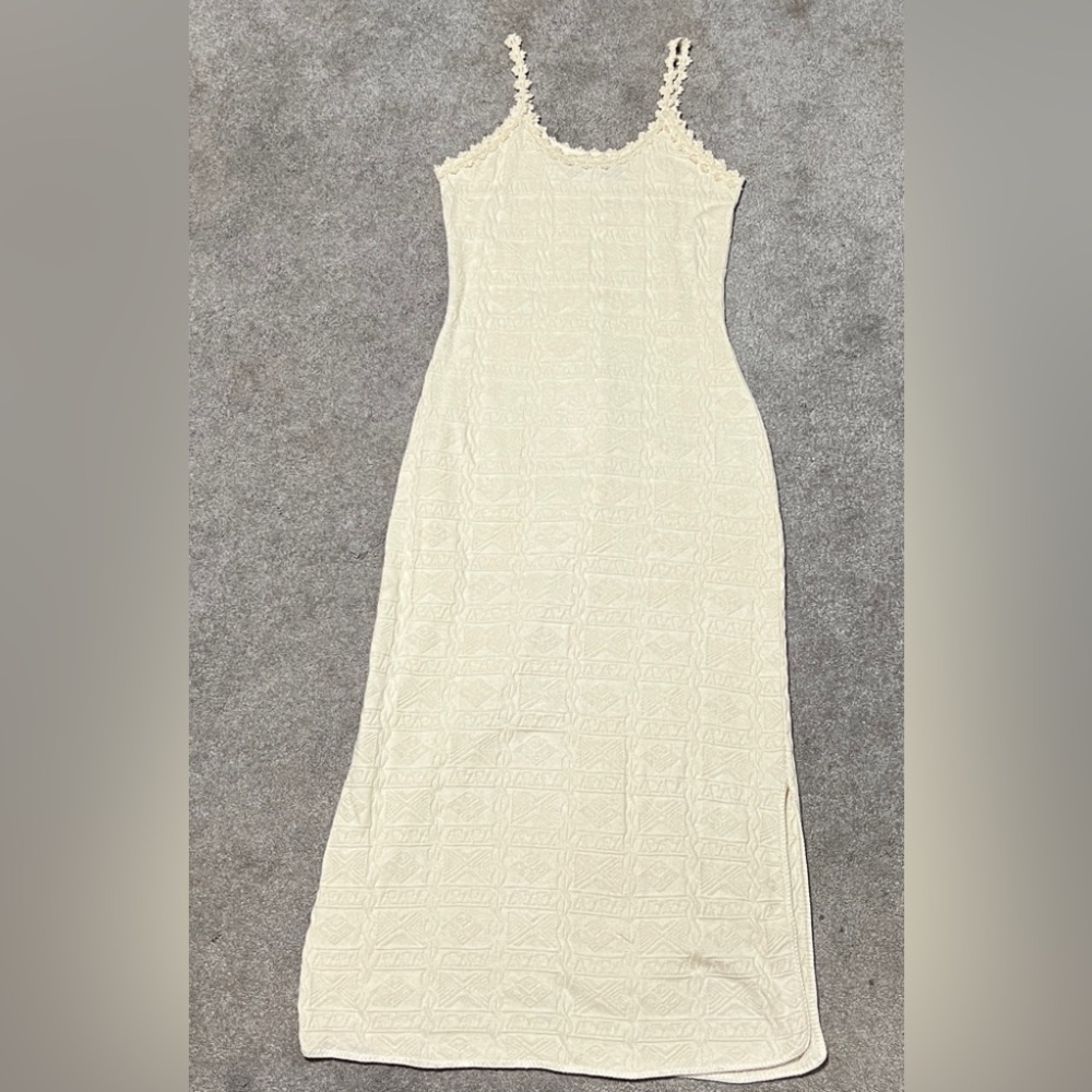 Chavin Cotton Made in Peru Maxi Dress 100% Corton Cream size small